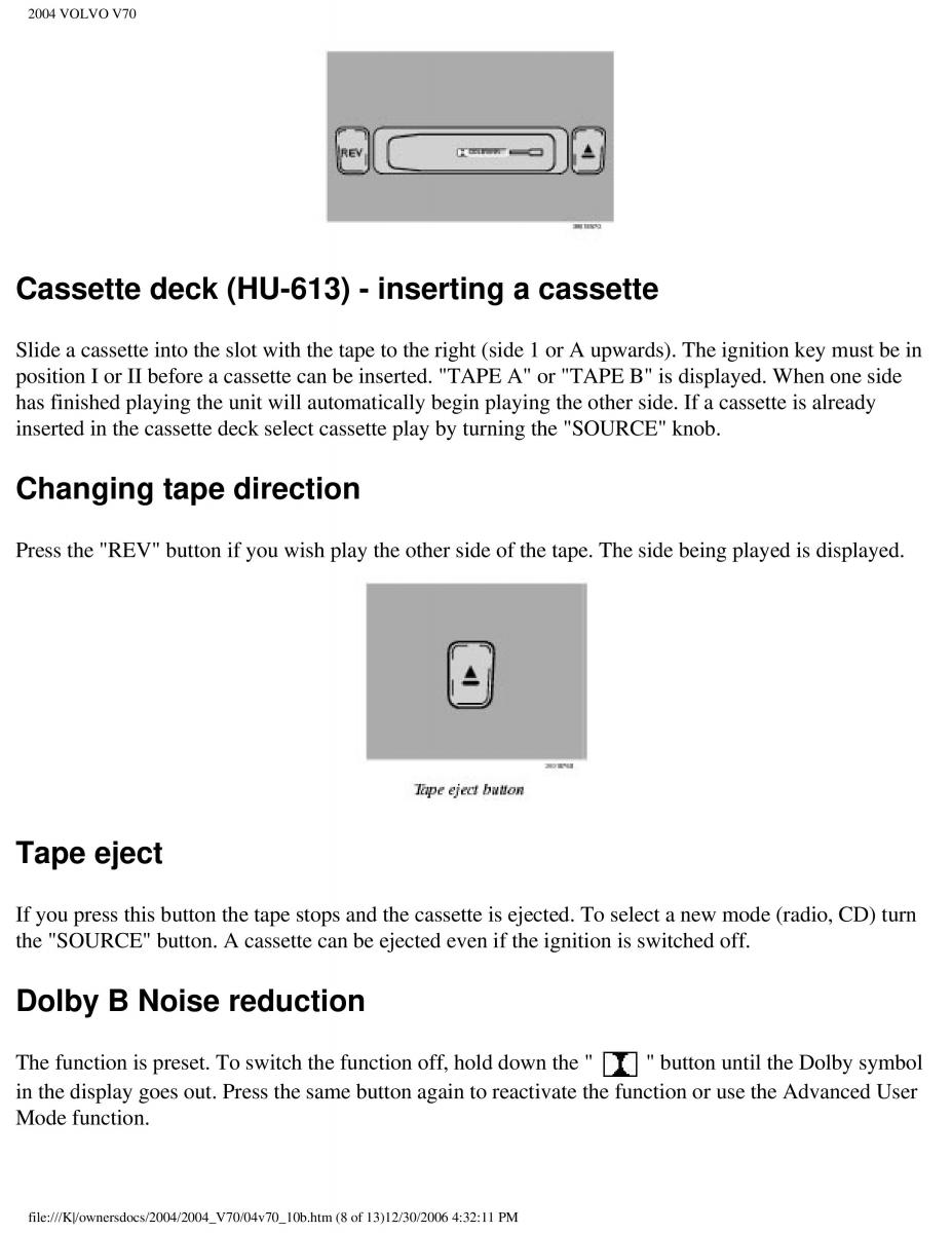 manual  Volvo V70 II 2 owners manual / page 238