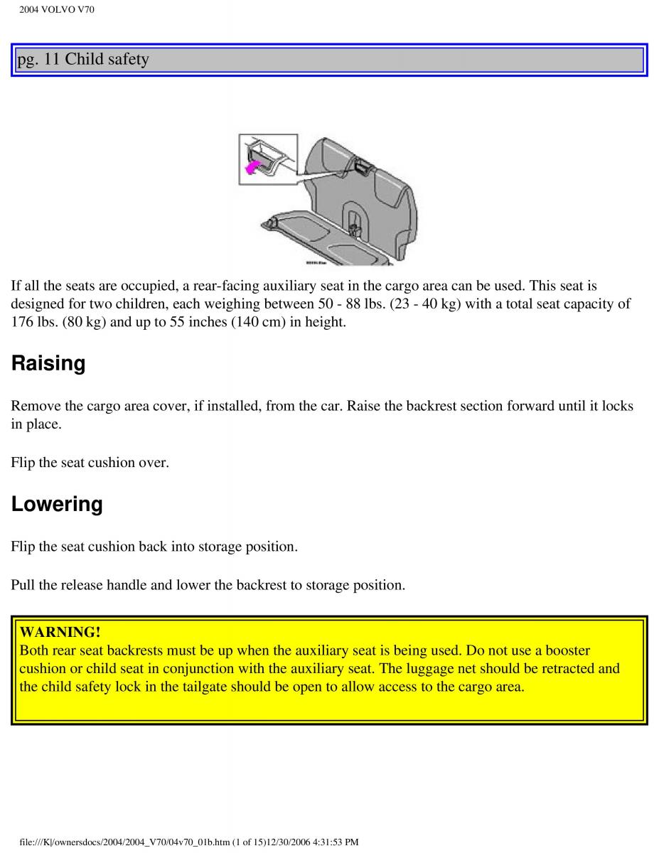 manual  Volvo V70 II 2 owners manual / page 24