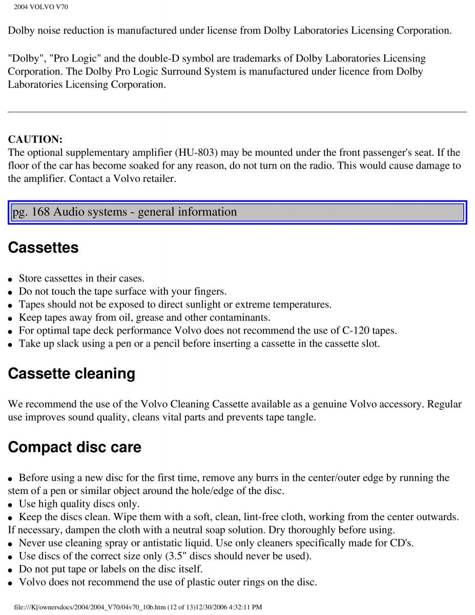 Volvo V70 II 2 owners manual / page 242