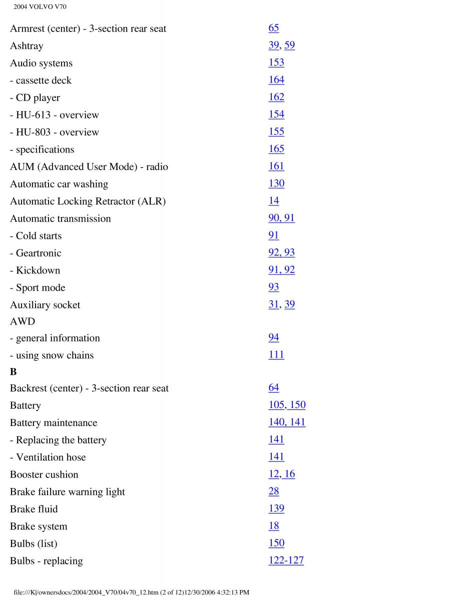 Volvo V70 II 2 owners manual / page 250