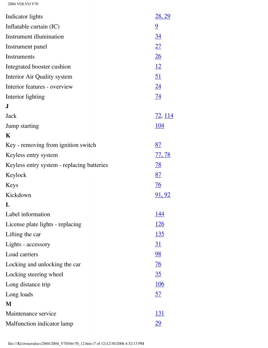 Volvo V70 II 2 owners manual / page 255