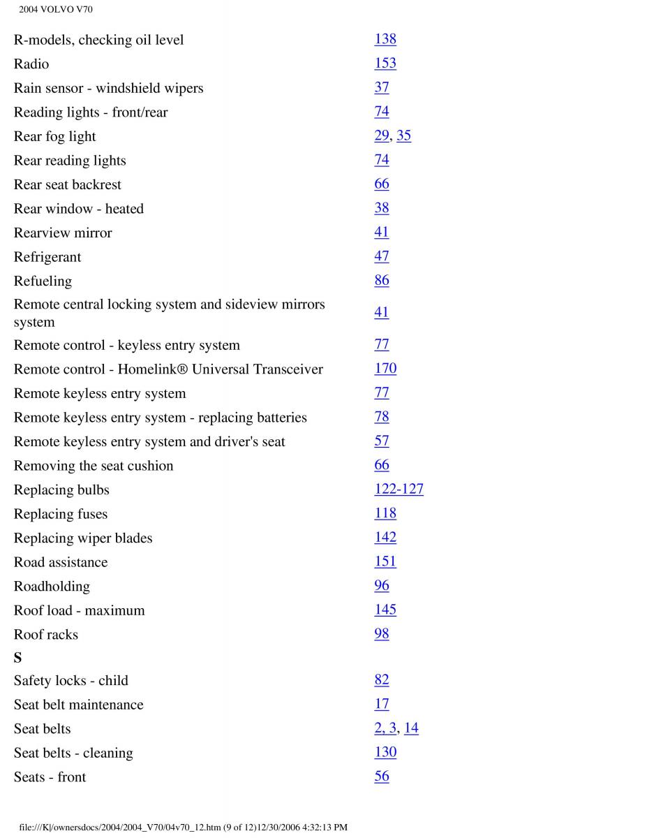 manual  Volvo V70 II 2 owners manual / page 257