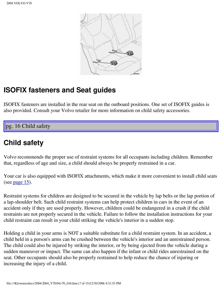 manual  Volvo V70 II 2 owners manual / page 30