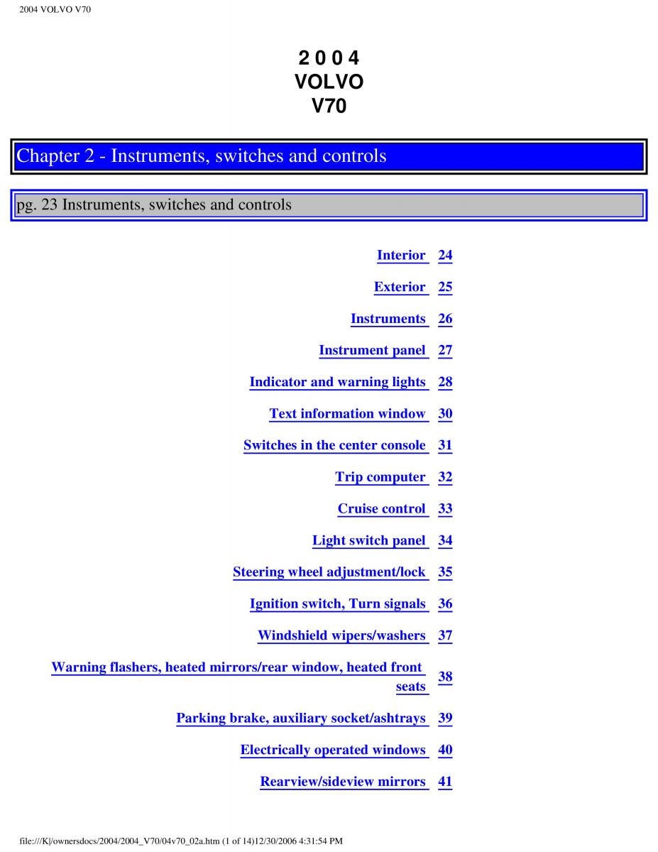 manual  Volvo V70 II 2 owners manual / page 39