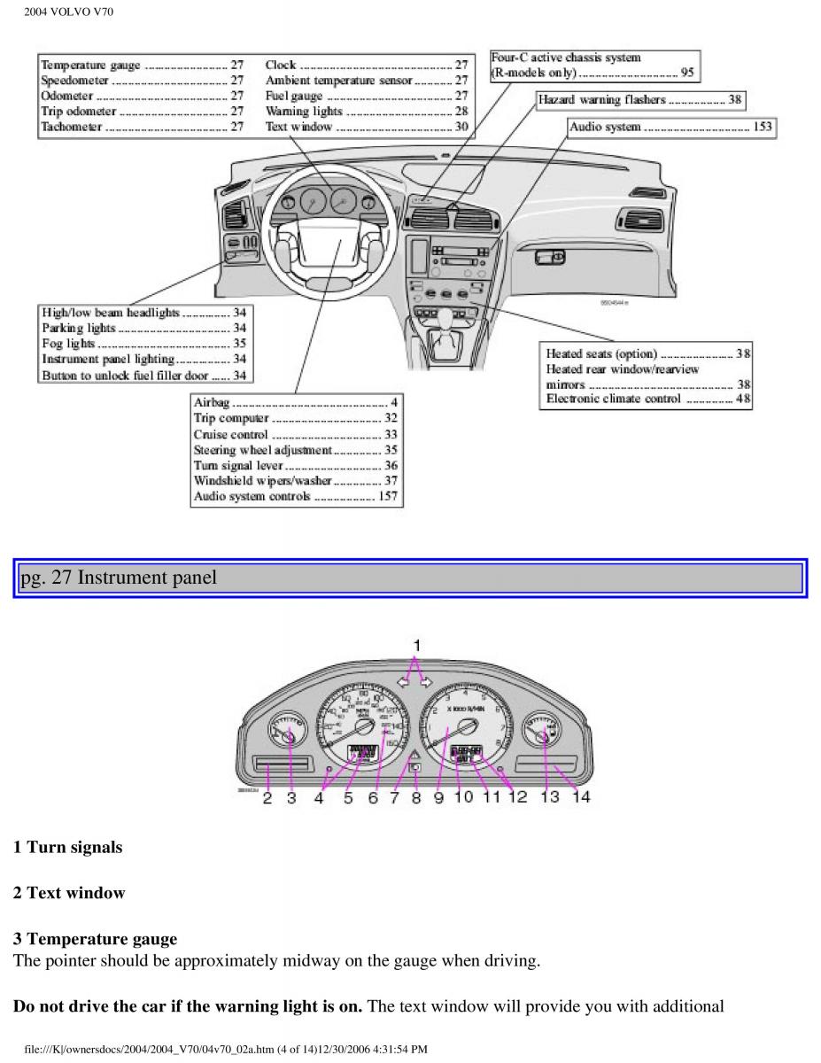 manual  Volvo V70 II 2 owners manual / page 42