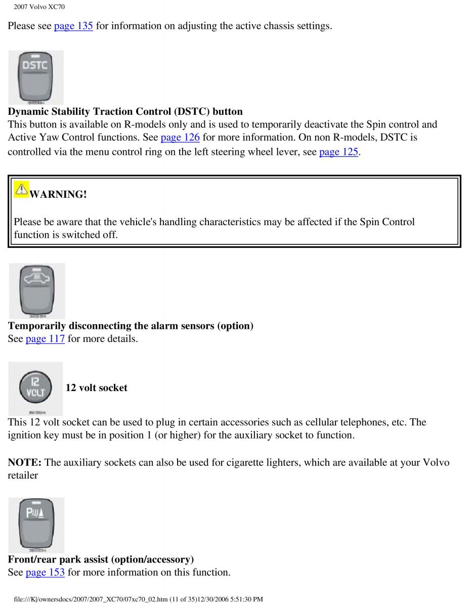 Volvo XC70 Cross Country 2007 owners manual / page 55