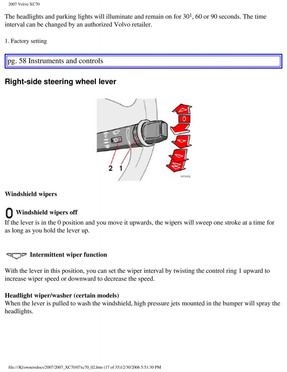 Volvo XC70 Cross Country 2007 owners manual / page 61