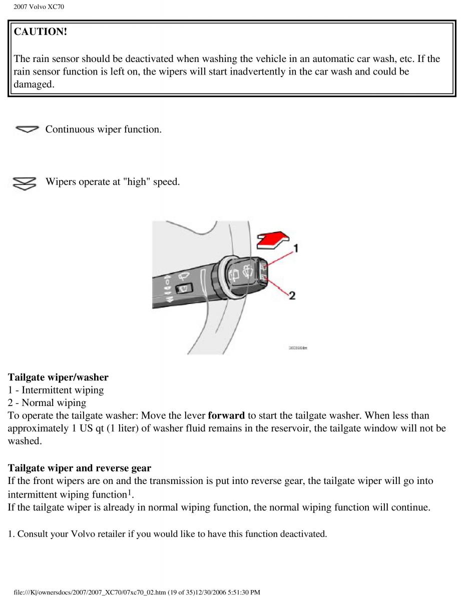 Volvo XC70 Cross Country 2007 owners manual / page 63