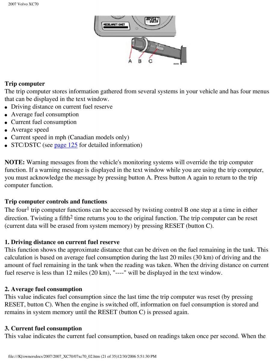 Volvo XC70 Cross Country 2007 owners manual / page 65