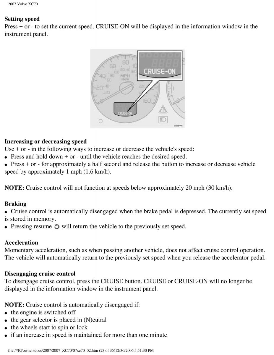 Volvo XC70 Cross Country 2007 owners manual / page 67