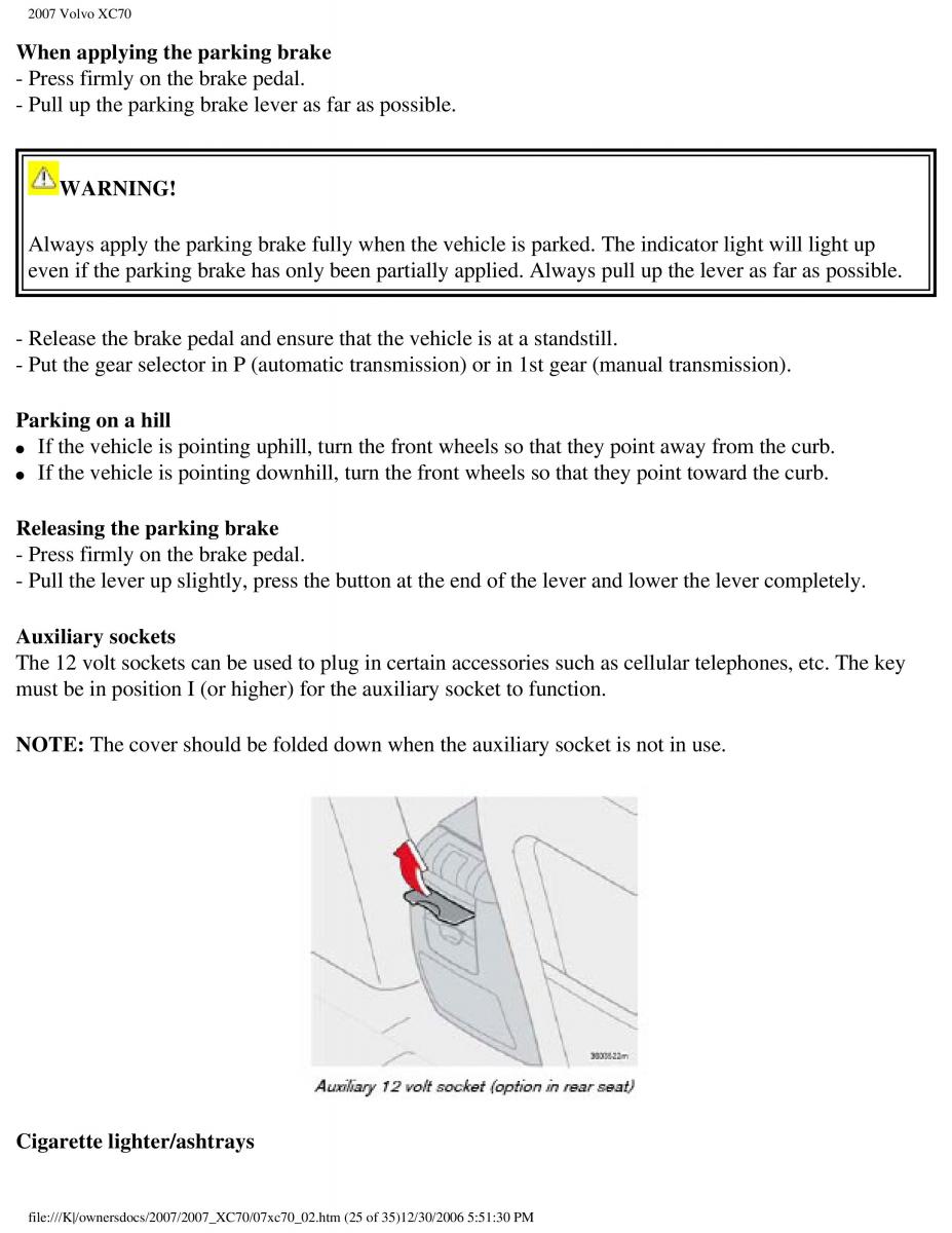 Volvo XC70 Cross Country 2007 owners manual / page 69