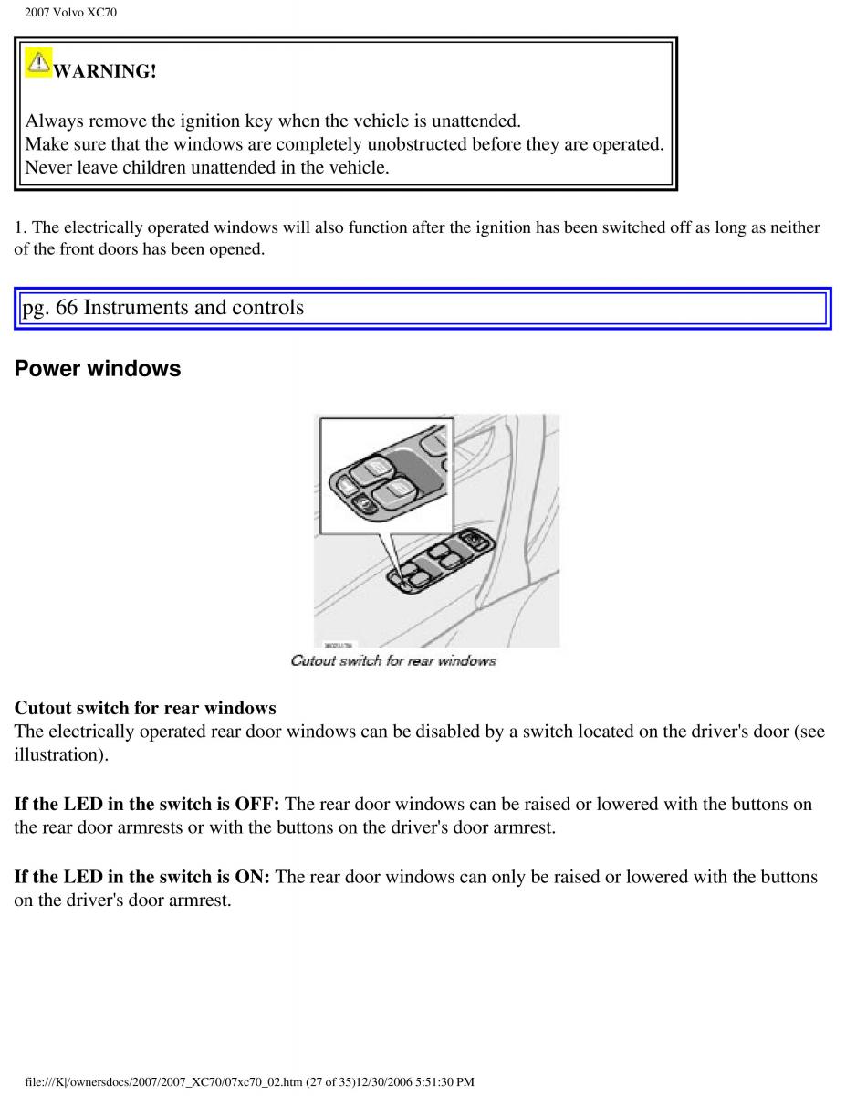 Volvo XC70 Cross Country 2007 owners manual / page 71