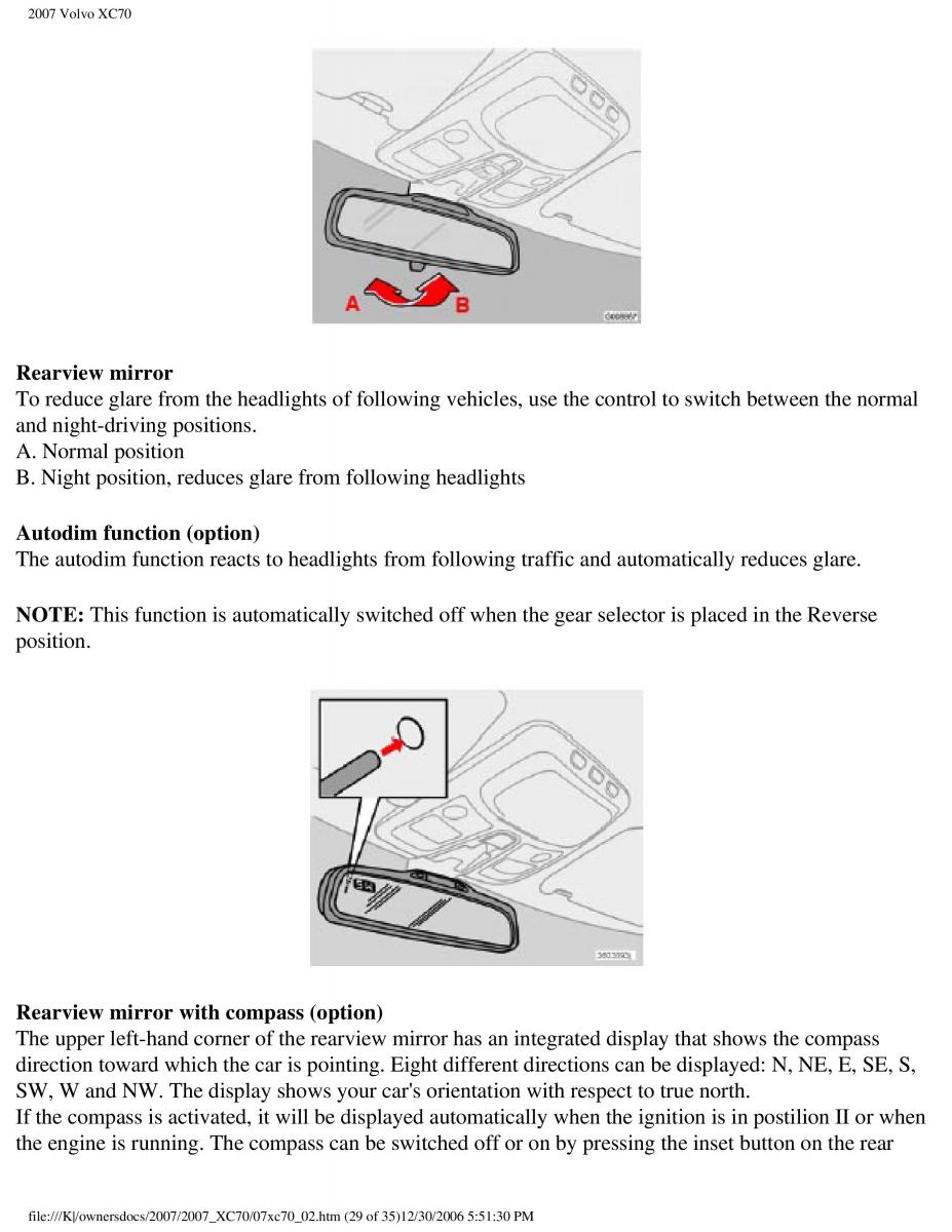 Volvo XC70 Cross Country 2007 owners manual / page 73