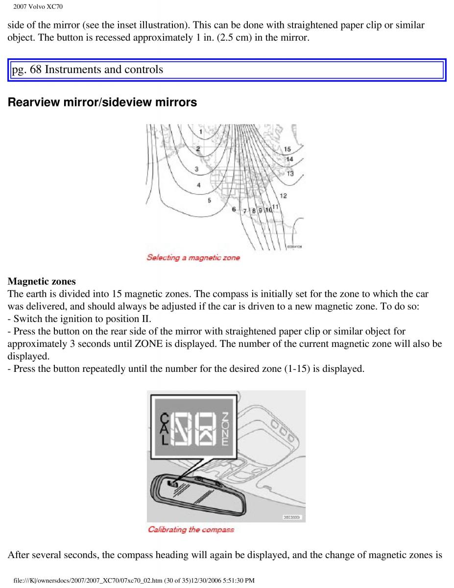 Volvo XC70 Cross Country 2007 owners manual / page 74