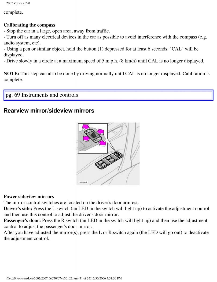 Volvo XC70 Cross Country 2007 owners manual / page 75