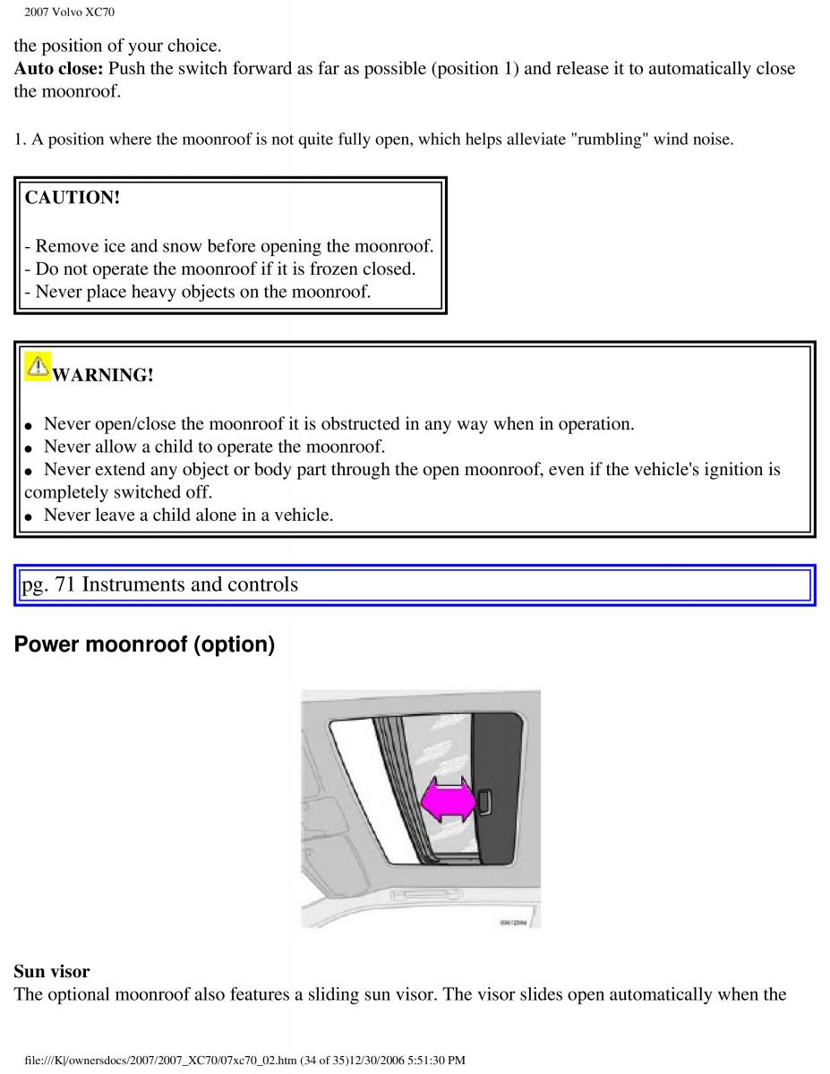 Volvo XC70 Cross Country 2007 owners manual / page 78