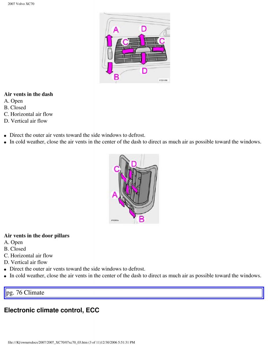 Volvo XC70 Cross Country 2007 owners manual / page 82