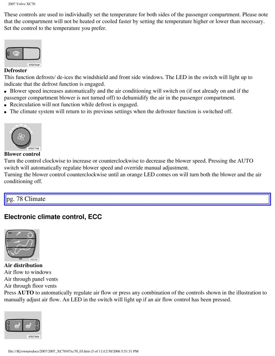 Volvo XC70 Cross Country 2007 owners manual / page 84