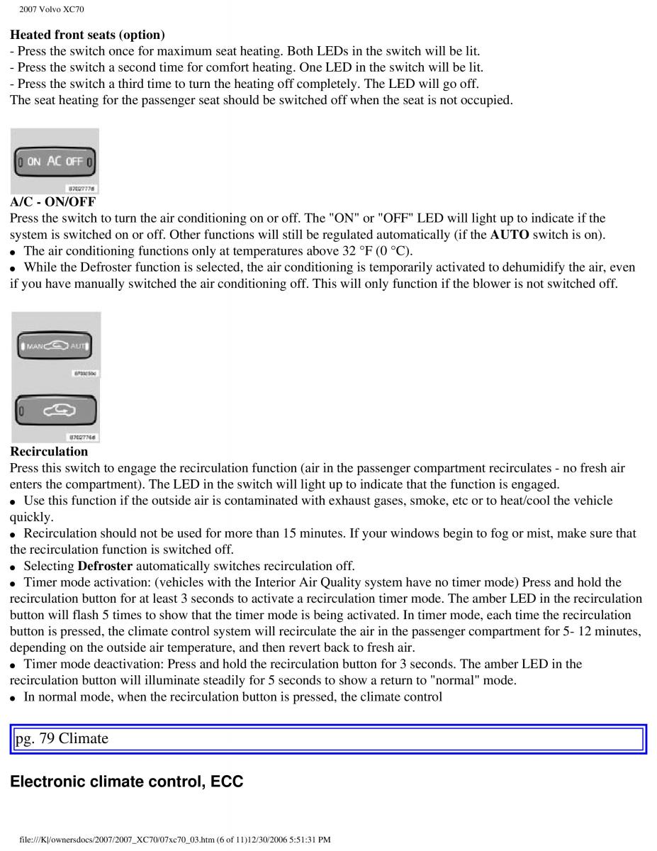 Volvo XC70 Cross Country 2007 owners manual / page 85