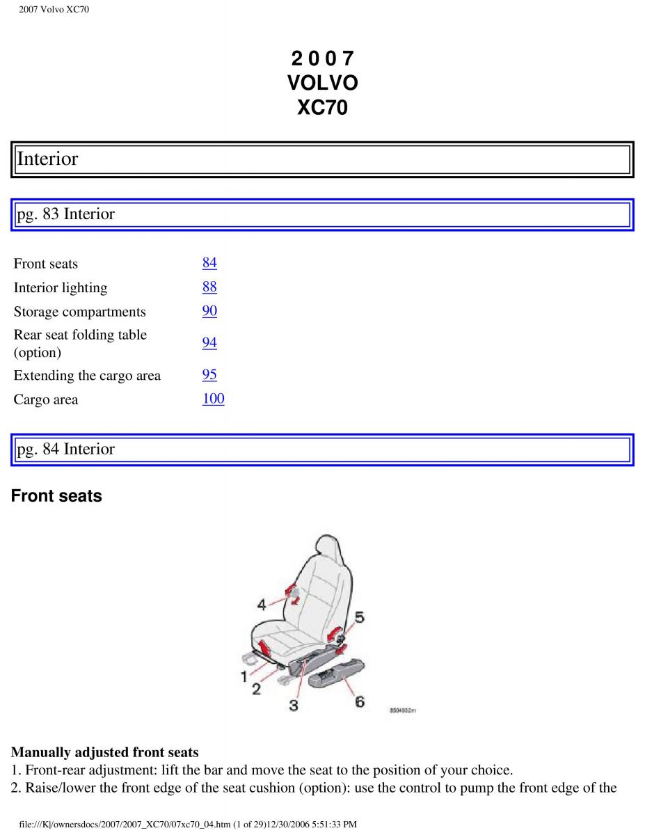 Volvo XC70 Cross Country 2007 owners manual / page 91