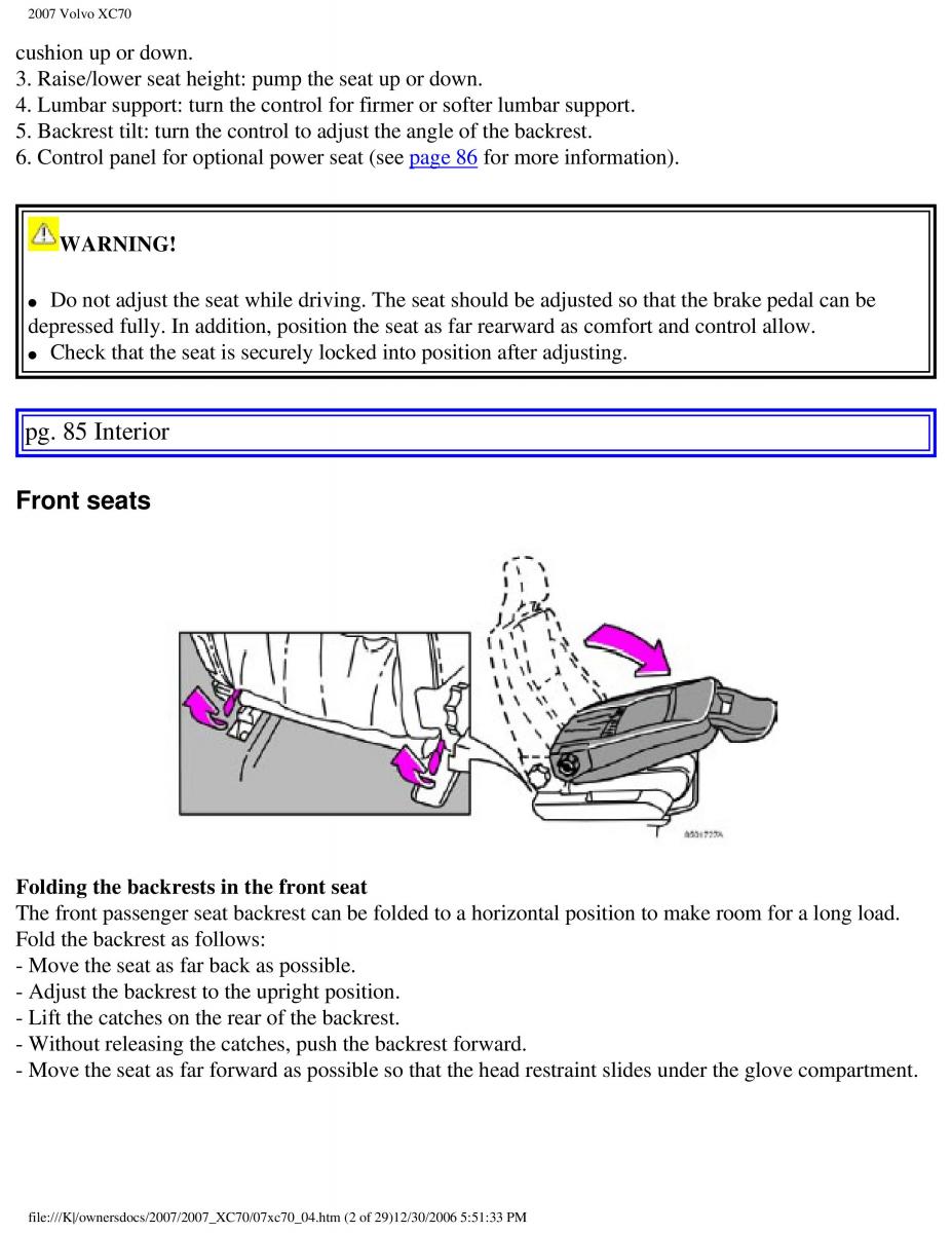 Volvo XC70 Cross Country 2007 owners manual / page 92