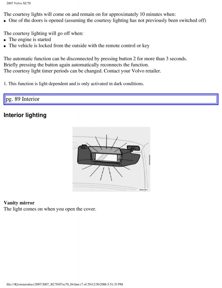 Volvo XC70 Cross Country 2007 owners manual / page 97