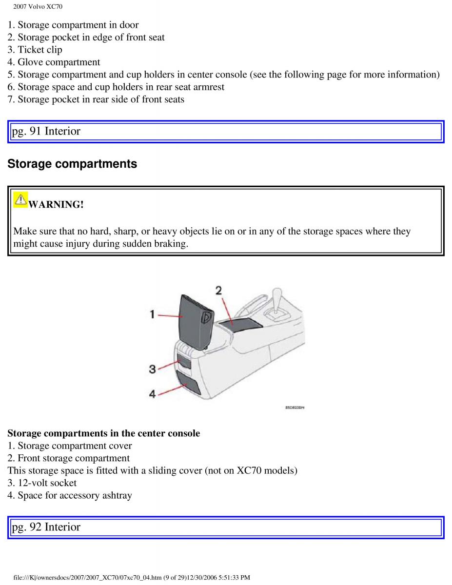 Volvo XC70 Cross Country 2007 owners manual / page 99