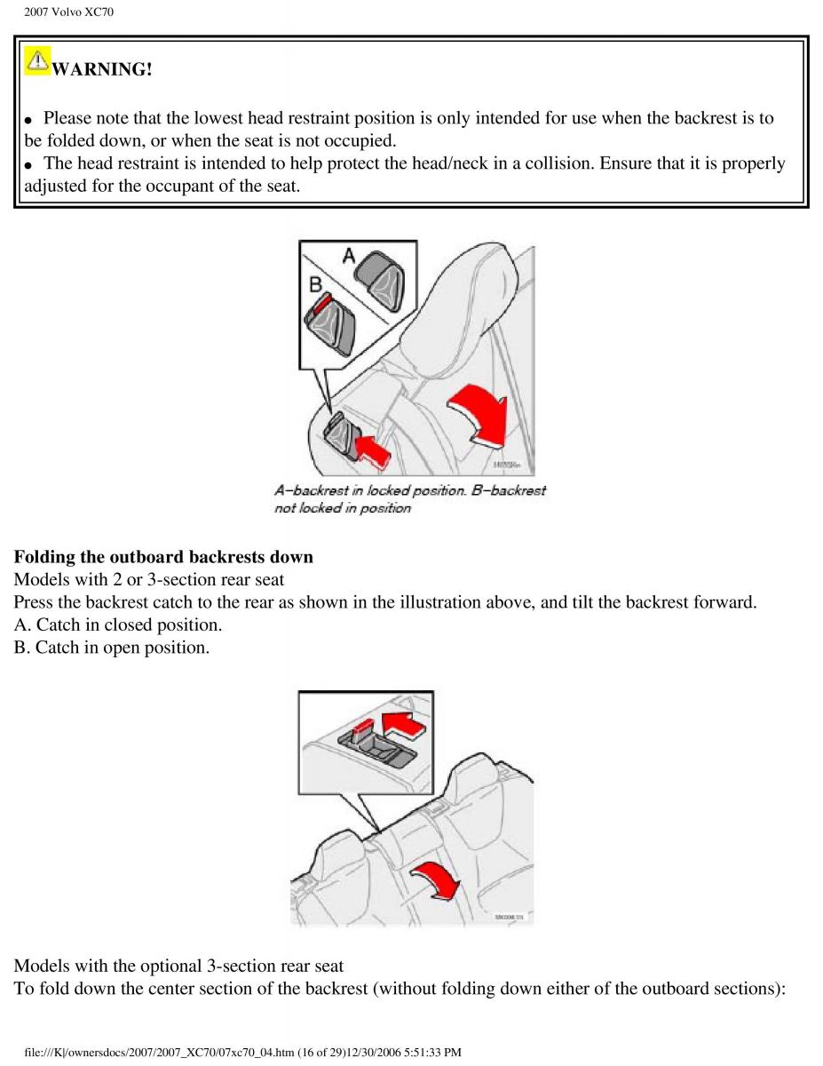 Volvo XC70 Cross Country 2007 owners manual / page 106