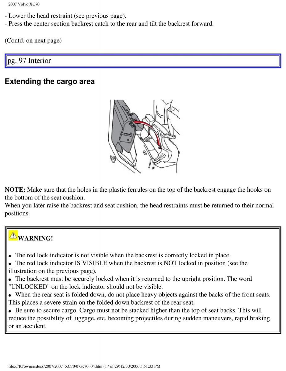 Volvo XC70 Cross Country 2007 owners manual / page 107