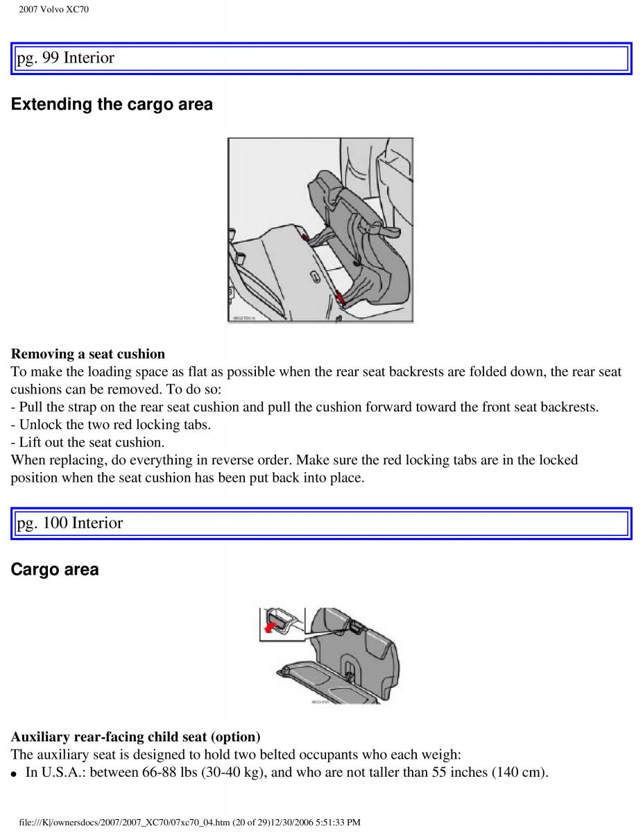 Volvo XC70 Cross Country 2007 owners manual / page 110