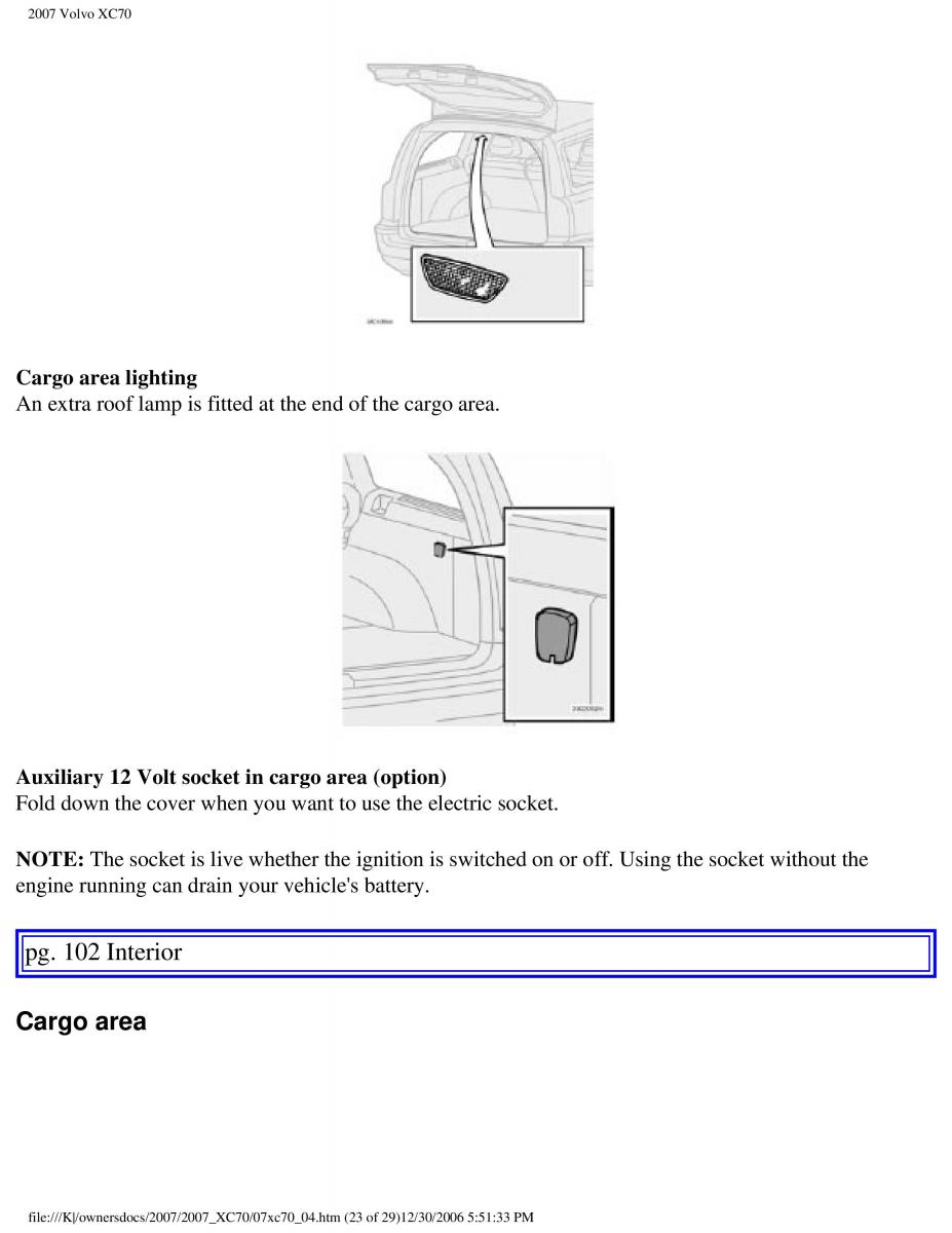 Volvo XC70 Cross Country 2007 owners manual / page 113