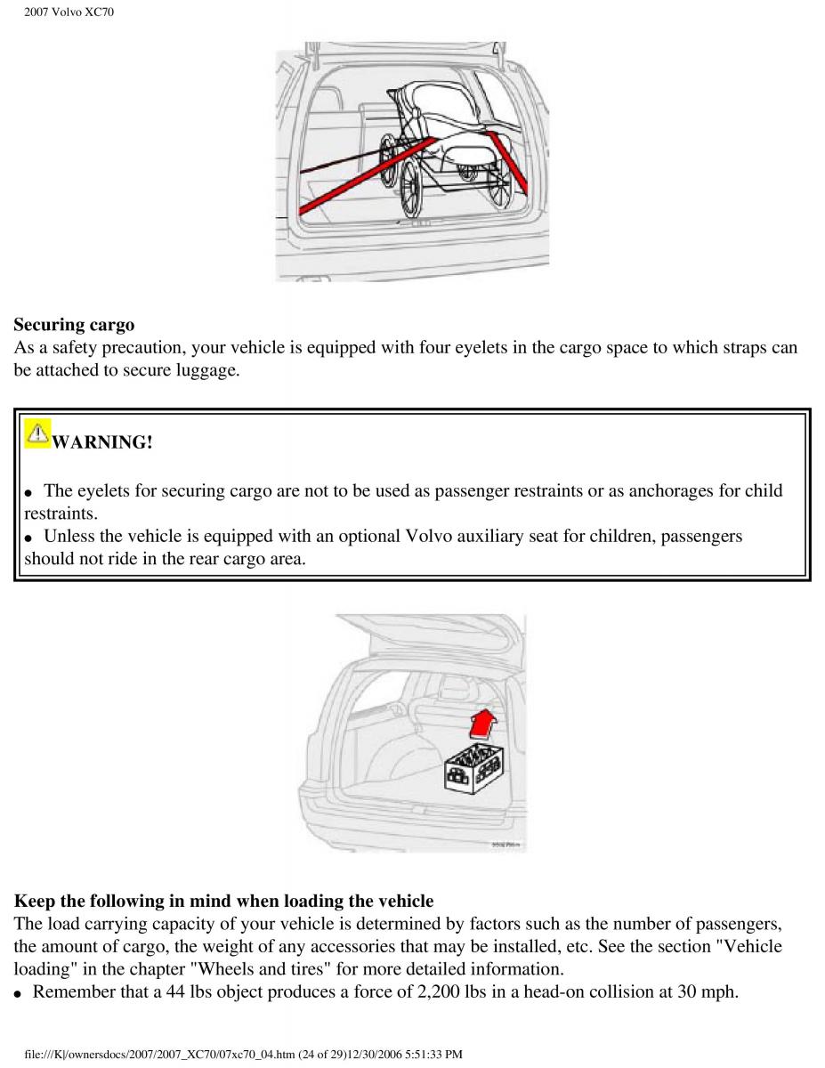 Volvo XC70 Cross Country 2007 owners manual / page 114