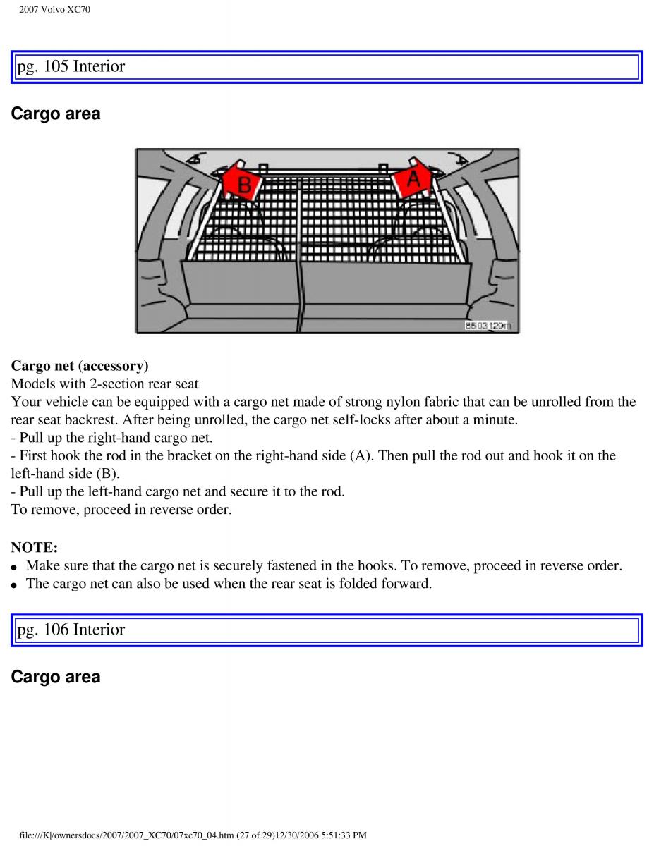 Volvo XC70 Cross Country 2007 owners manual / page 117