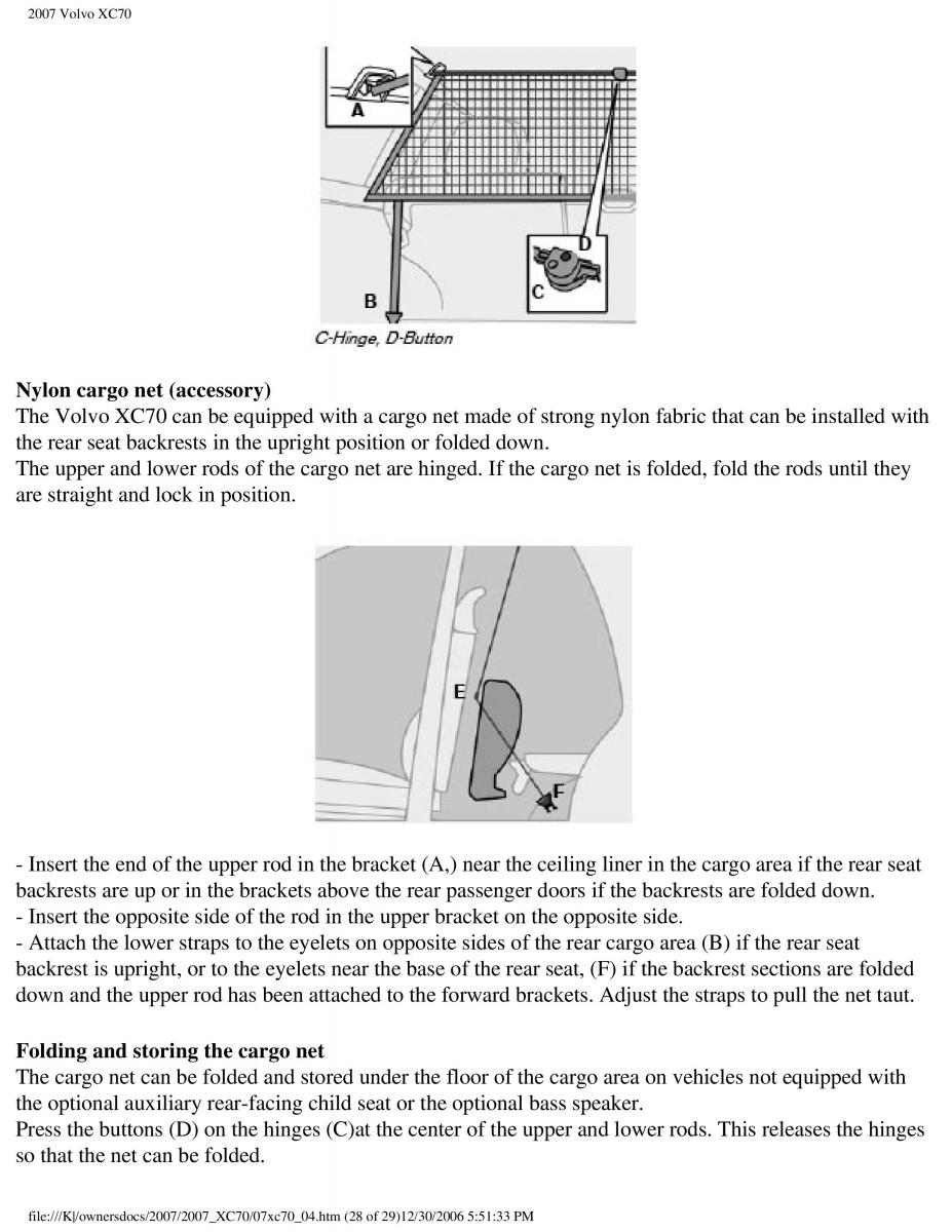 Volvo XC70 Cross Country 2007 owners manual / page 118