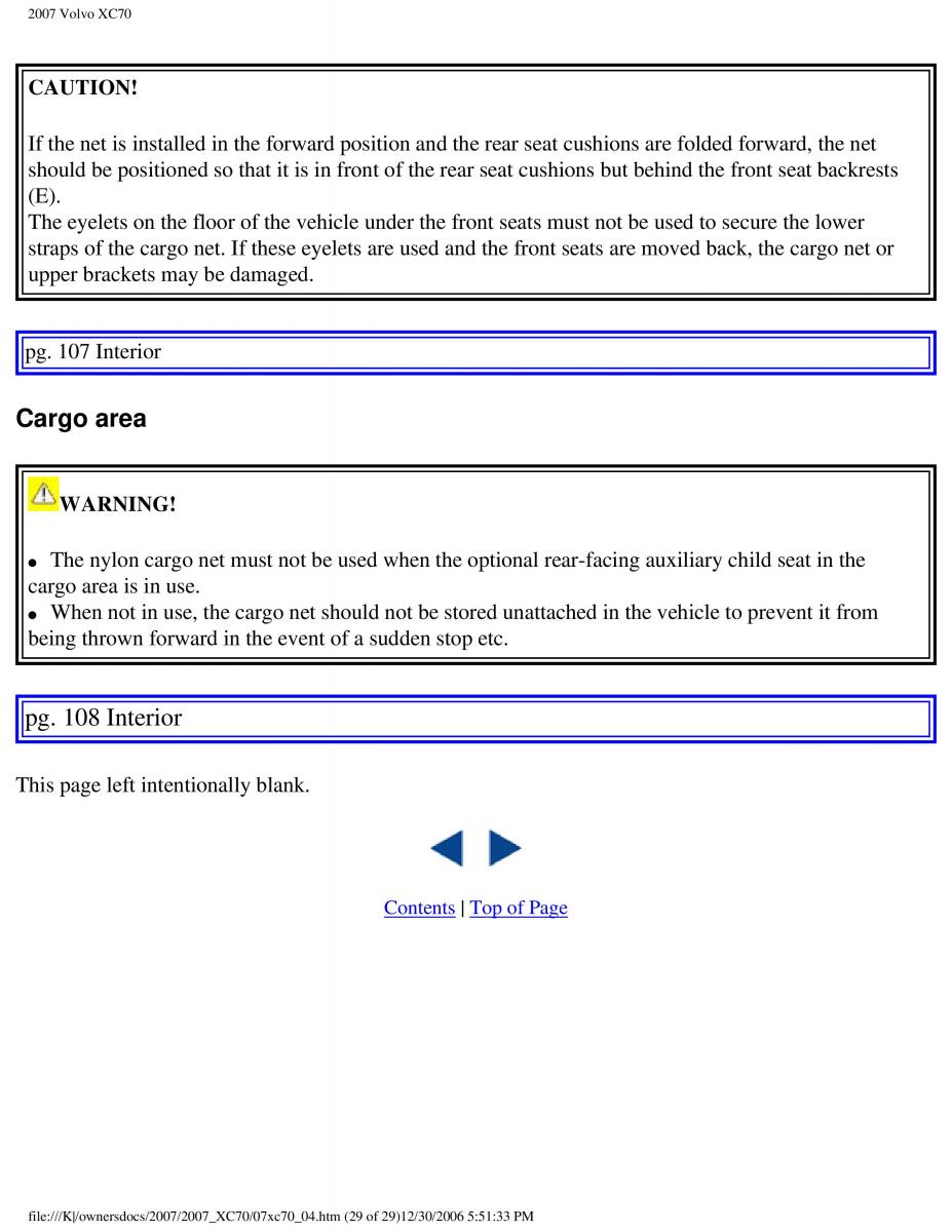 Volvo XC70 Cross Country 2007 owners manual / page 119