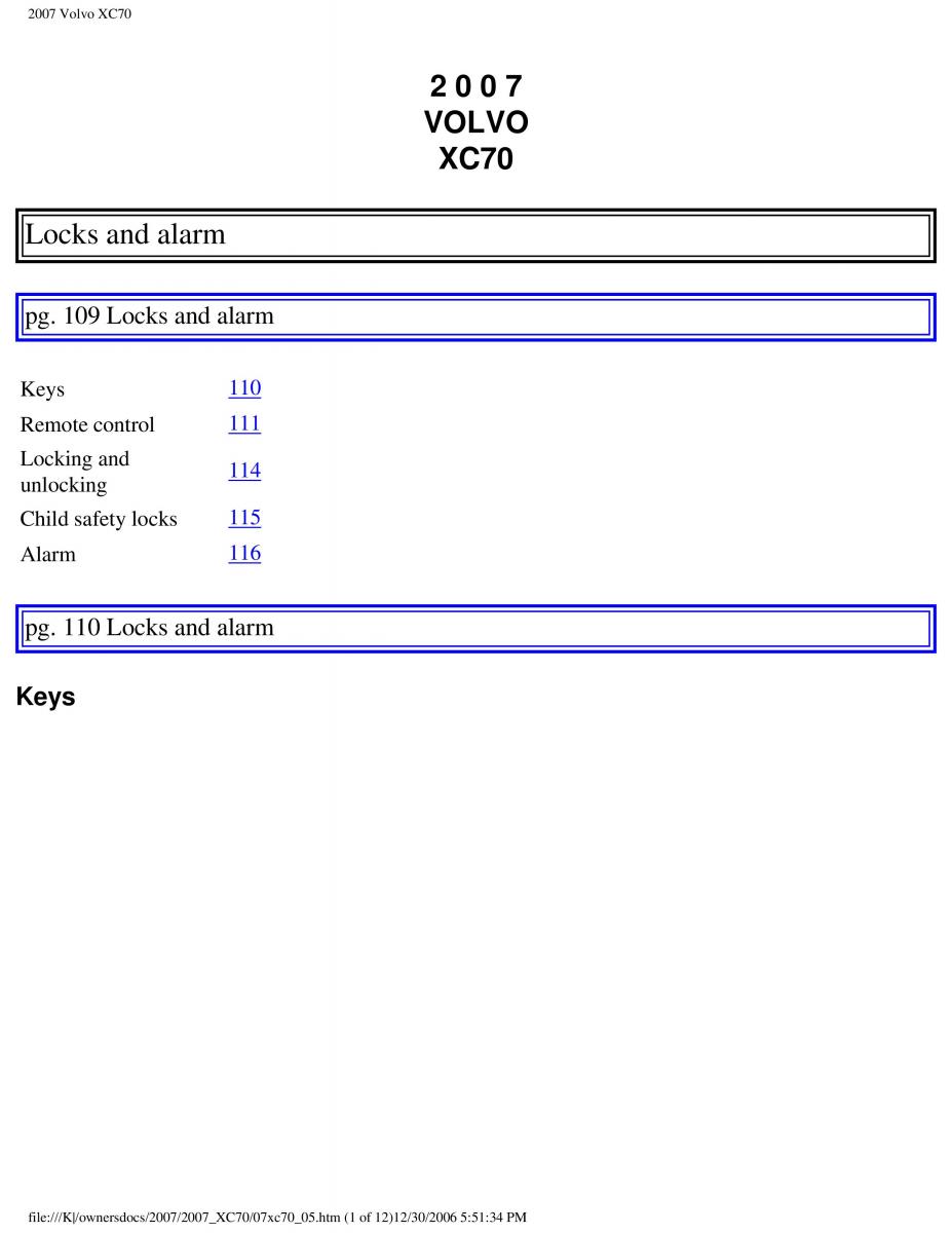 Volvo XC70 Cross Country 2007 owners manual / page 120