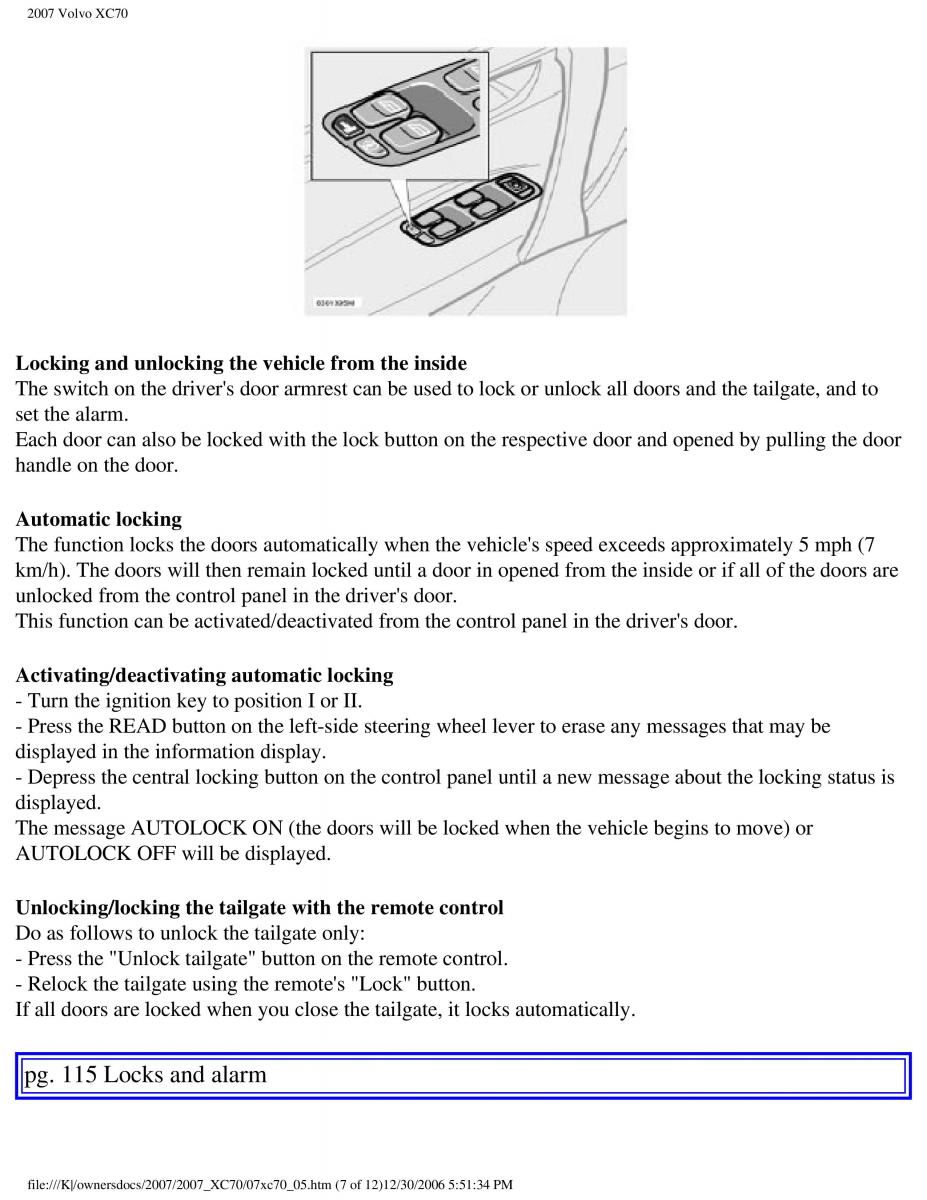 Volvo XC70 Cross Country 2007 owners manual / page 126