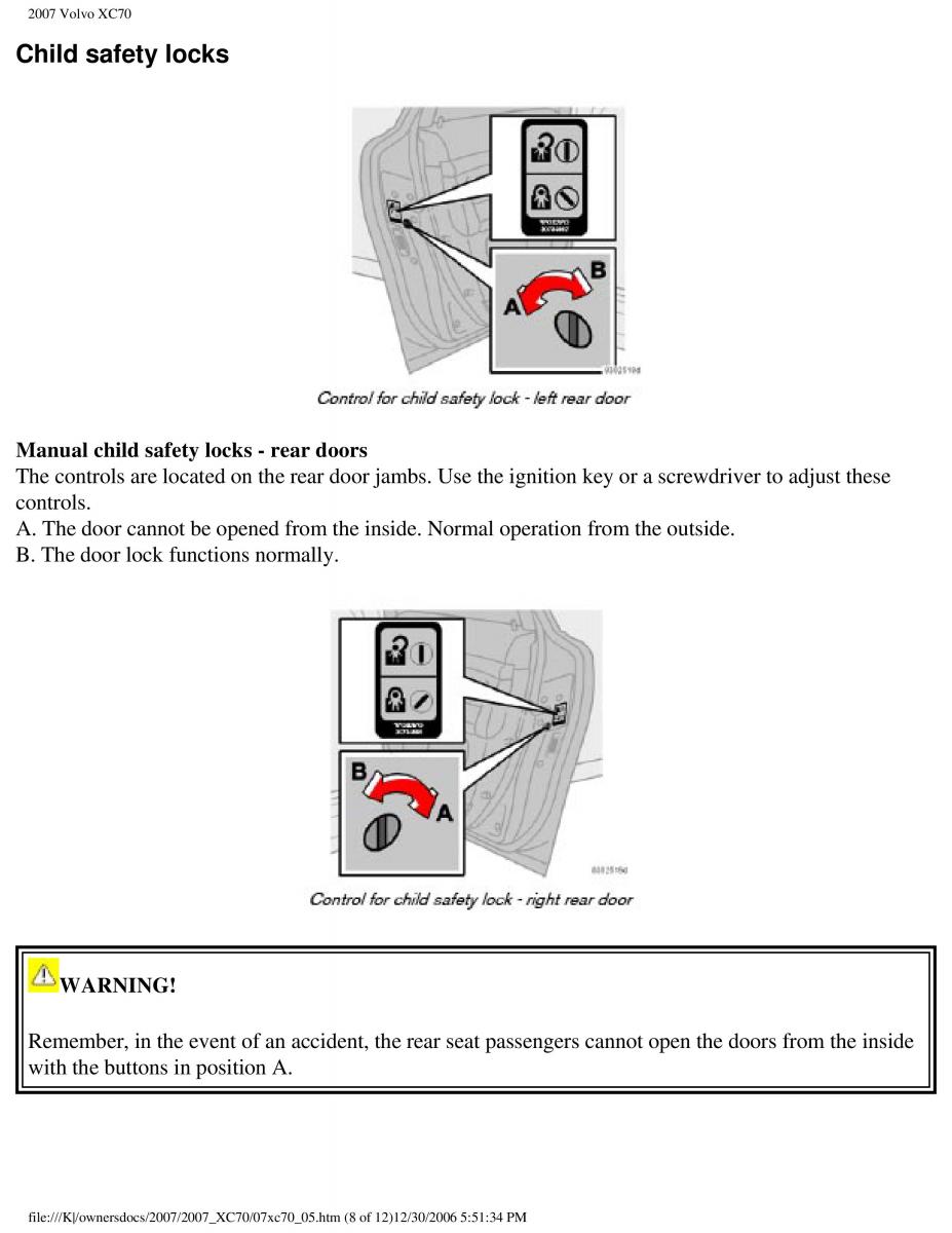 Volvo XC70 Cross Country 2007 owners manual / page 127