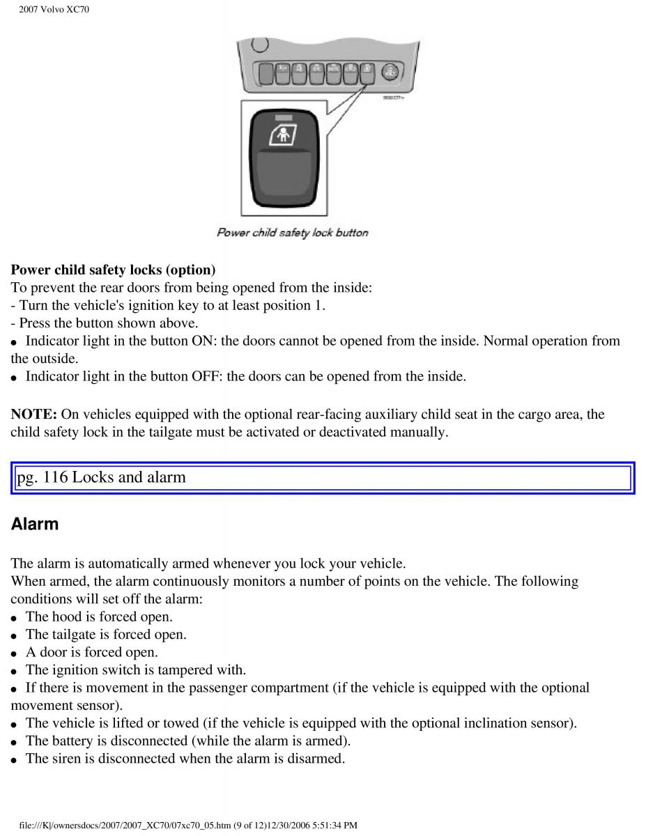 Volvo XC70 Cross Country 2007 owners manual / page 128