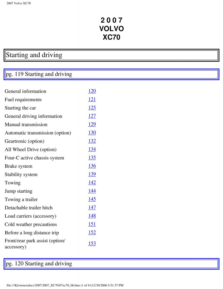 Volvo XC70 Cross Country 2007 owners manual / page 132