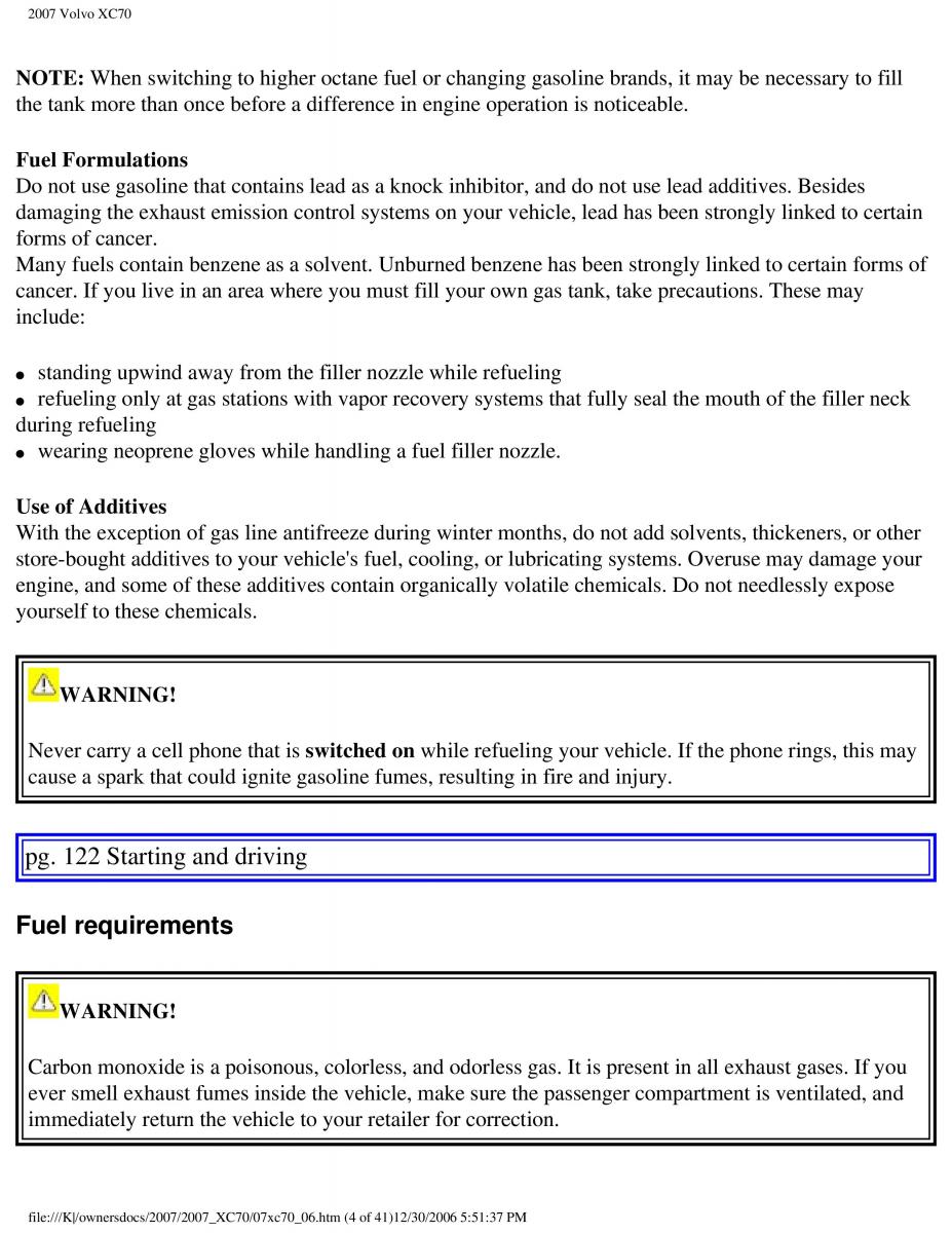 Volvo XC70 Cross Country 2007 owners manual / page 135