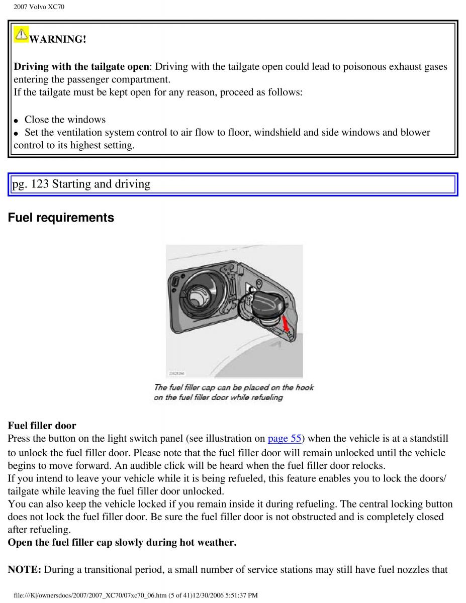 Volvo XC70 Cross Country 2007 owners manual / page 136