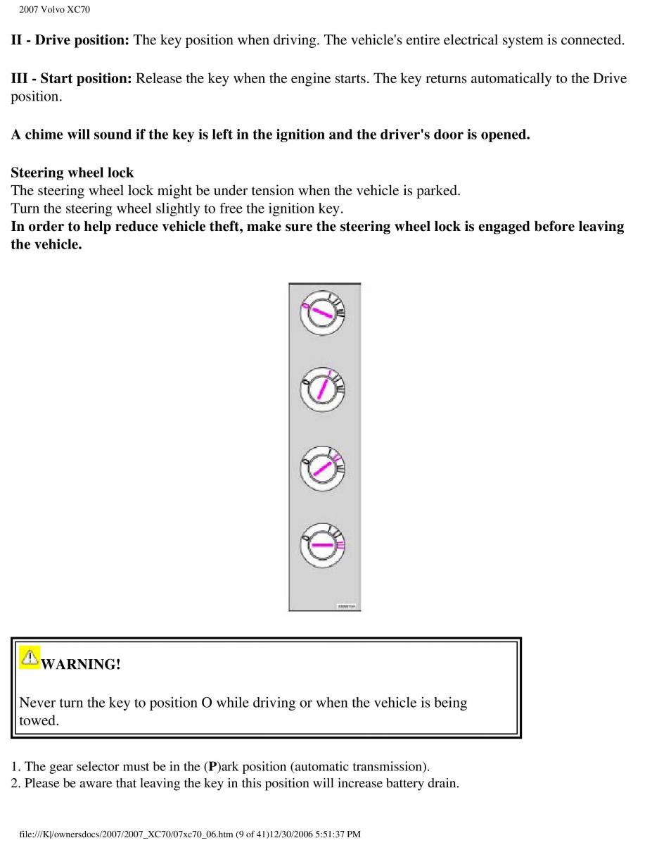 Volvo XC70 Cross Country 2007 owners manual / page 140