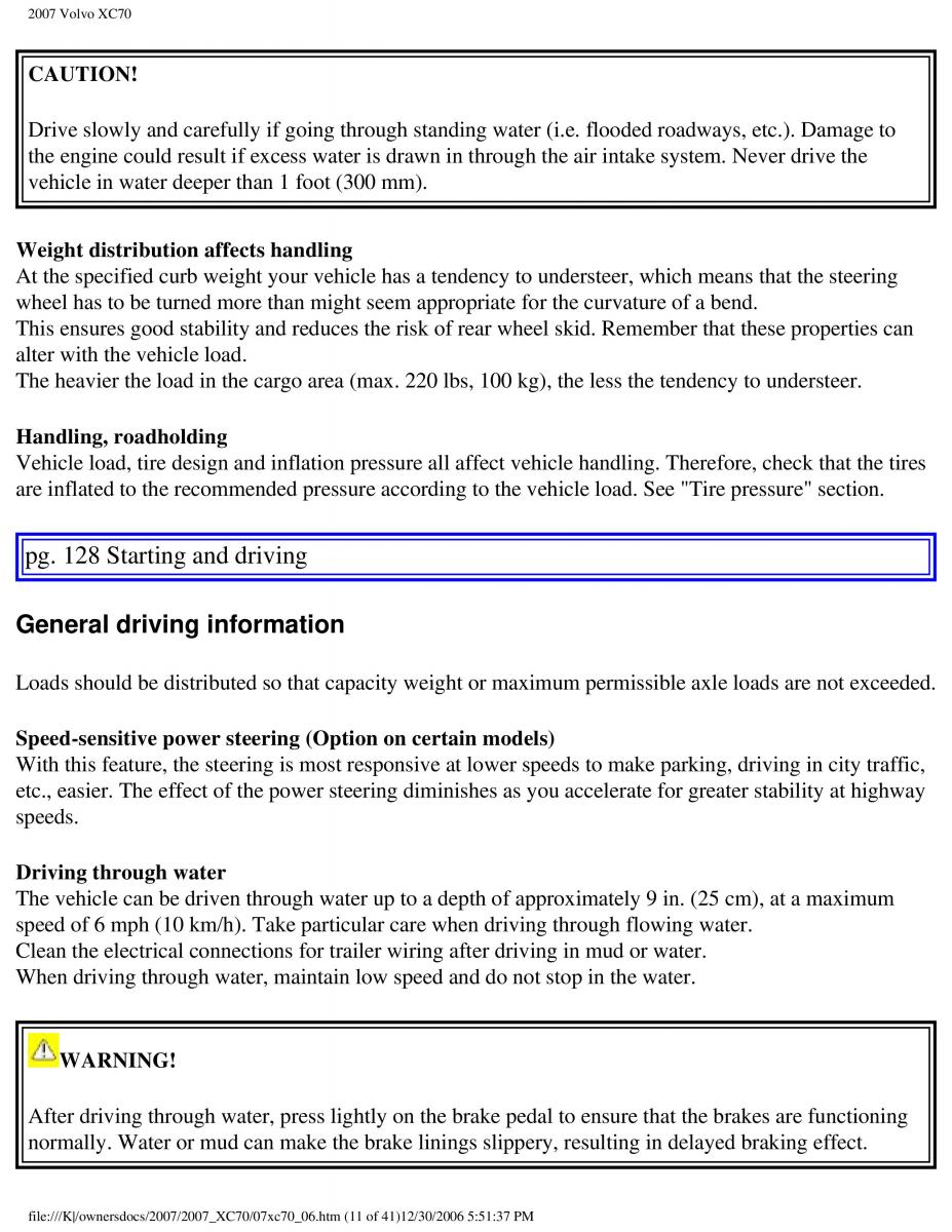 Volvo XC70 Cross Country 2007 owners manual / page 142