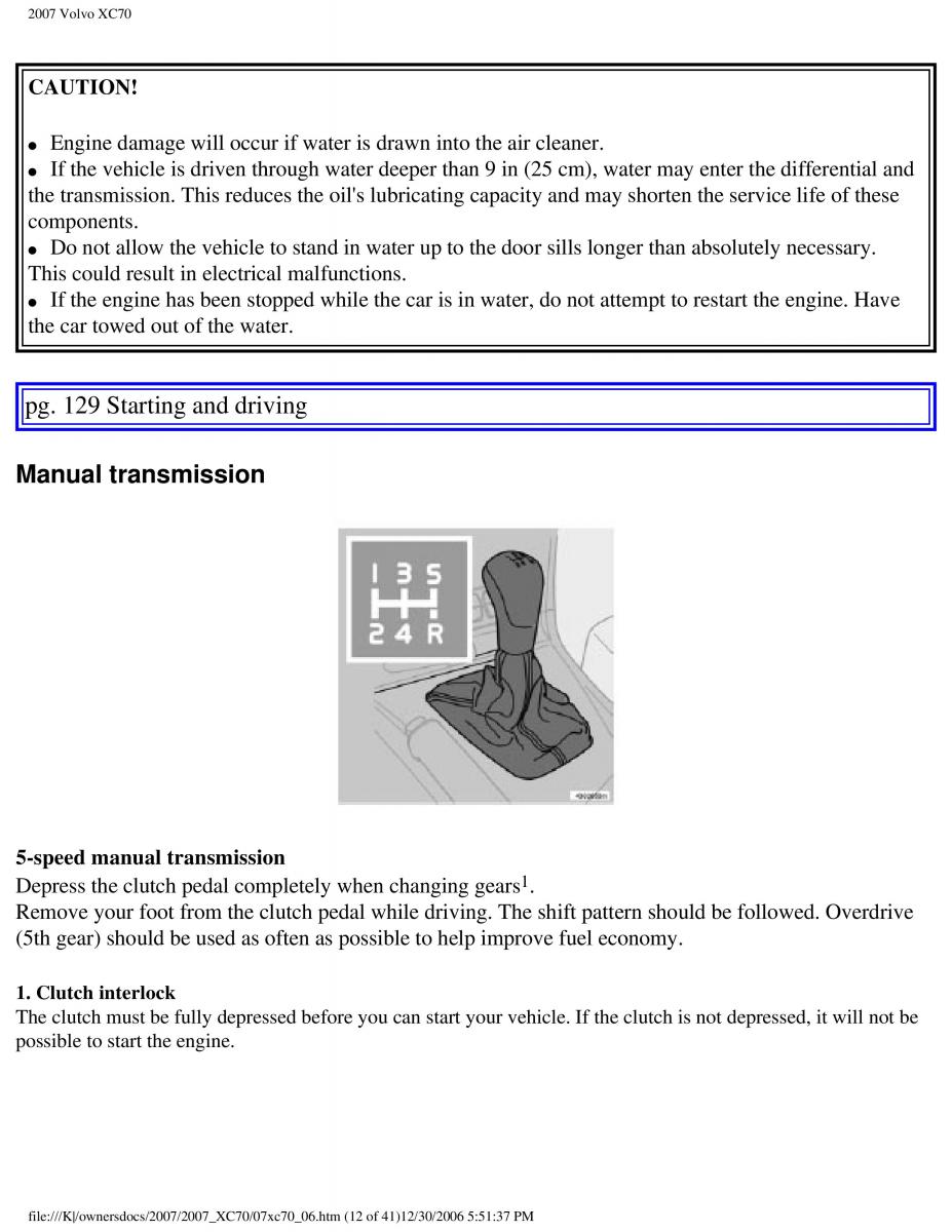 Volvo XC70 Cross Country 2007 owners manual / page 143