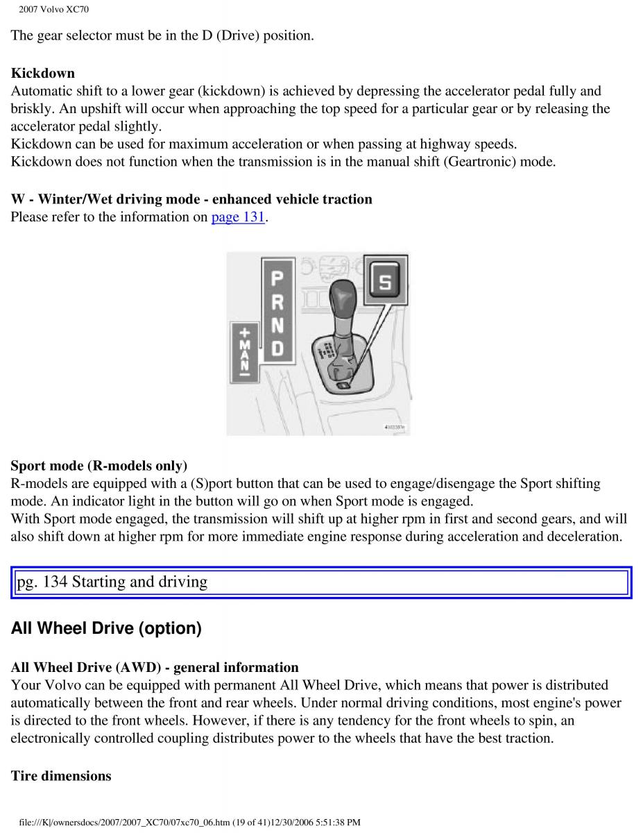 Volvo XC70 Cross Country 2007 owners manual / page 150