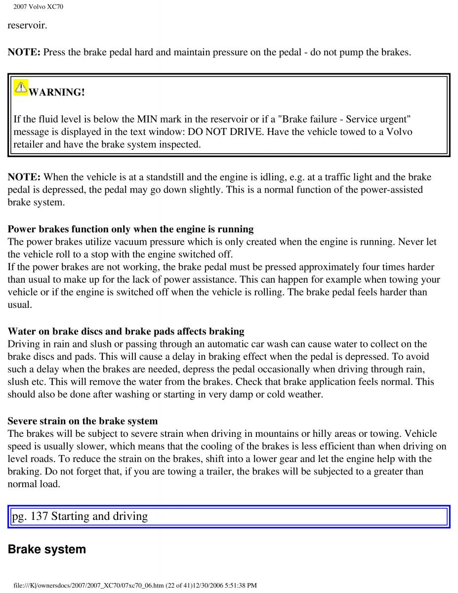 Volvo XC70 Cross Country 2007 owners manual / page 153