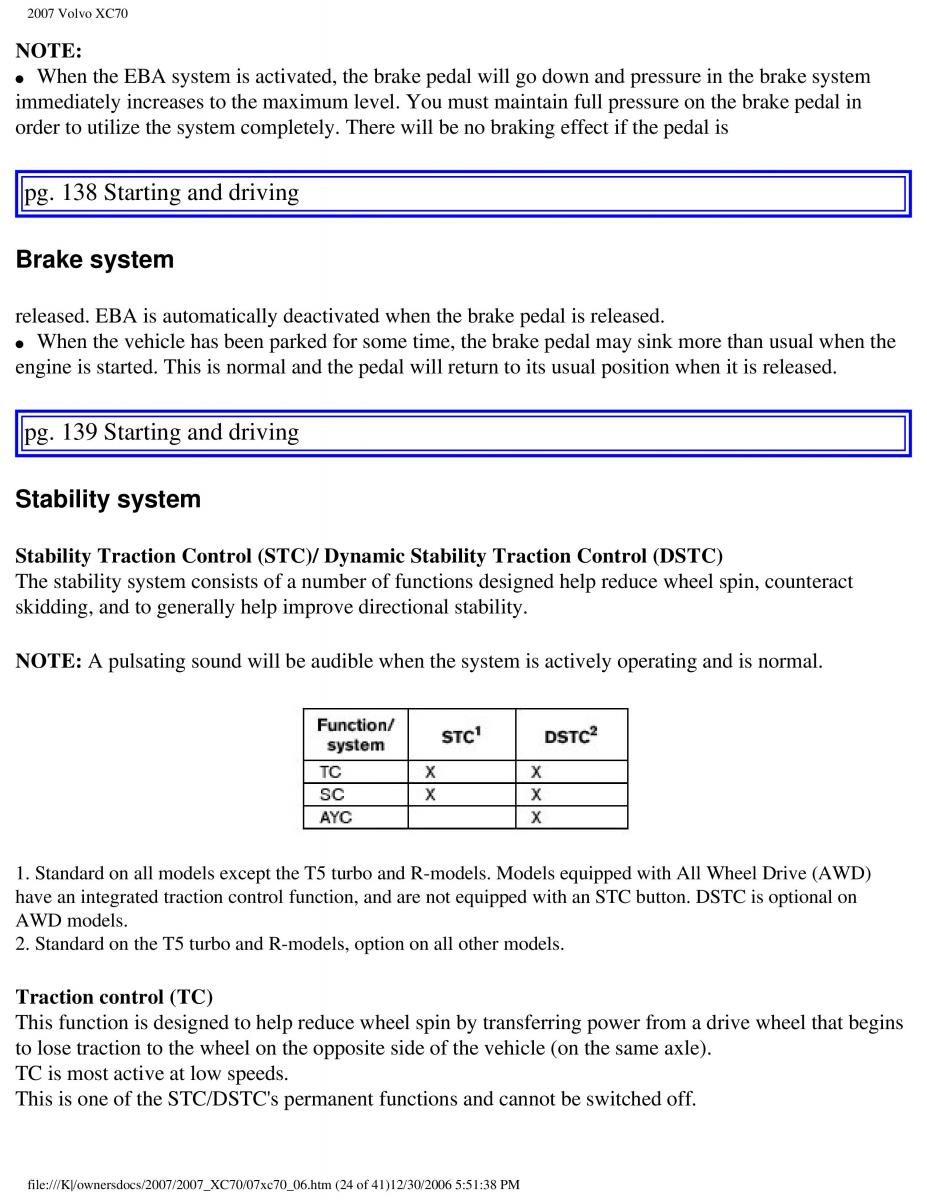 Volvo XC70 Cross Country 2007 owners manual / page 155