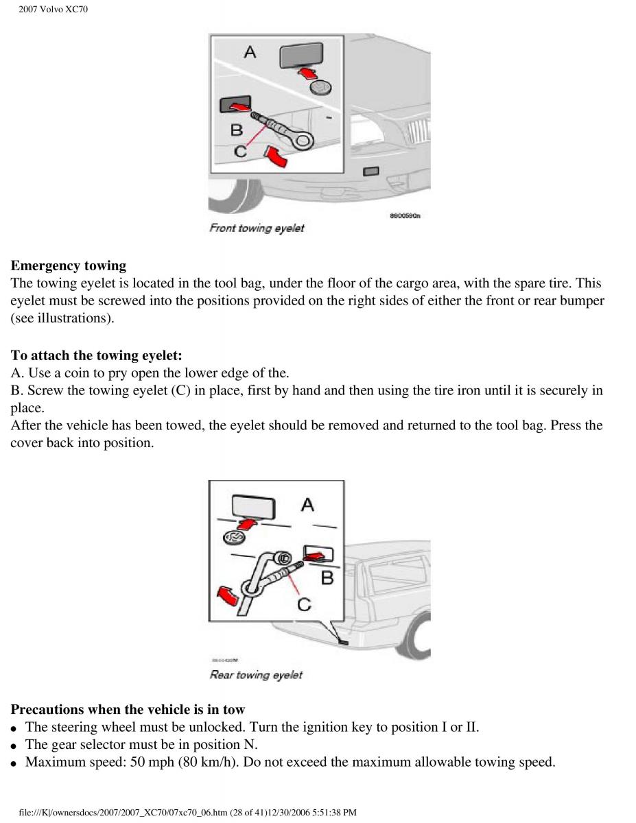 Volvo XC70 Cross Country 2007 owners manual / page 159