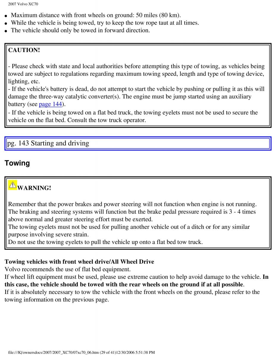 Volvo XC70 Cross Country 2007 owners manual / page 160